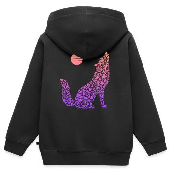 Heulender Wolf Tier Wolfssilhouette Damen Wölfe - Kinder Premium Organic Zip Hoodie - Schwarz - Hinten - AI Model Kid Male (0cm)