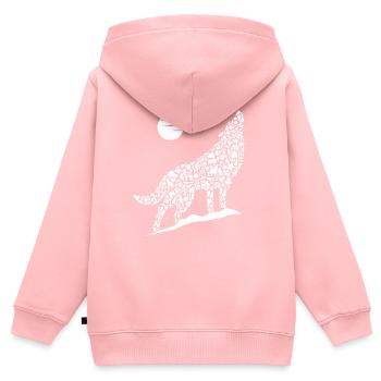 Heulender Wolf Wolfssilhouette Kinder Wölfe - Kinder Premium Organic Zip Hoodie - Rosa - Hinten - AI Model Kid Female (0cm)