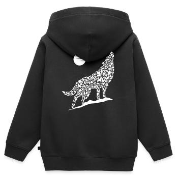 Heulender Wolf Wolfssilhouette Kinder Wölfe - Kinder Premium Organic Zip Hoodie - Schwarz - Hinten - AI Model Kid Male (0cm)