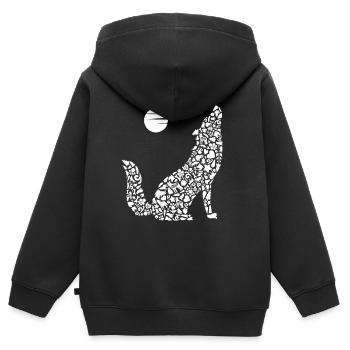 Heulender Wolf Tier Wolfssilhouette Mädchen Wölfe - Kinder Premium Organic Zip Hoodie - Schwarz - Hinten - AI Model Kid Male (0cm)