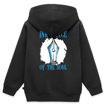 Calligraphie arabe Calligraphie écriture lettrage - Sweat Premium à capuche zippé enfant bio - noir - Dos - AI Model Kid Male (0cm)