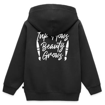 Calligraphie arabe Calligraphie écriture lettrage - Sweat Premium à capuche zippé enfant bio - noir - Dos - AI Model Kid Male (0cm)