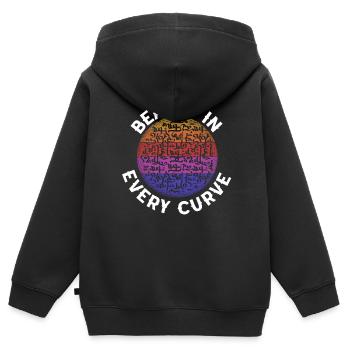 Calligraphie arabe Calligraphie écriture lettrage - Sweat Premium à capuche zippé enfant bio - noir - Dos - AI Model Kid Male (0cm)