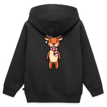 Émoticône de renne Noël Noël - Sweat Premium à capuche zippé enfant bio - noir - Dos - AI Model Kid Male (0cm)
