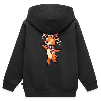 Émoticône de renne Noël Noël - Sweat Premium à capuche zippé enfant bio - noir - Dos - AI Model Kid Male (0cm)