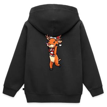 Émoticône de renne Noël Noël - Sweat Premium à capuche zippé enfant bio - noir - Dos - AI Model Kid Male (0cm)