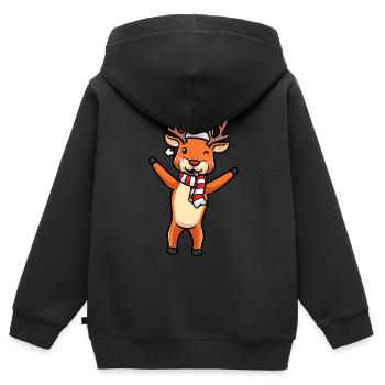 Émoticône de renne Noël Noël - Sweat Premium à capuche zippé enfant bio - noir - Dos - AI Model Kid Male (0cm)