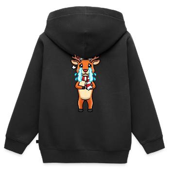 Émoticône de renne Noël Noël - Sweat Premium à capuche zippé enfant bio - noir - Dos - AI Model Kid Male (0cm)
