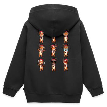Émoticône de renne Noël Noël - Sweat Premium à capuche zippé enfant bio - noir - Dos - AI Model Kid Male (0cm)