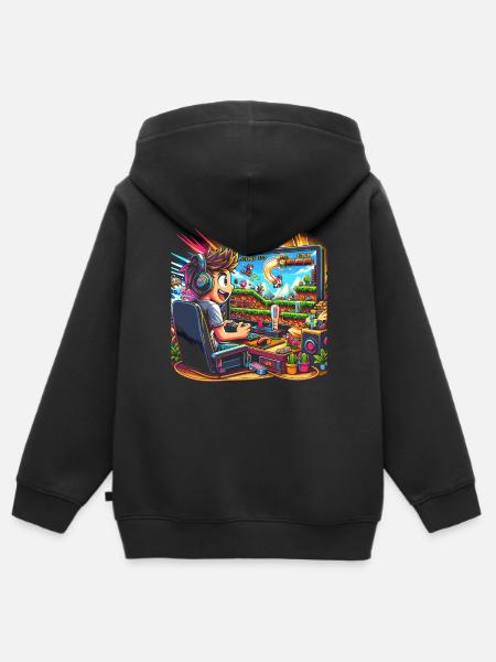 Speedrunning Videospieler Gamer Gaming - Kinder Premium Organic Zip Hoodie - Schwarz