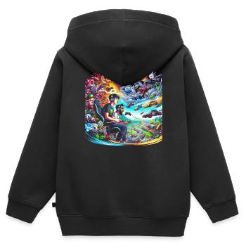 Speedrunning Videospieler Gamer Gaming - Kinder Premium Organic Zip Hoodie - Schwarz - Hinten - AI Model Kid Male (0cm)