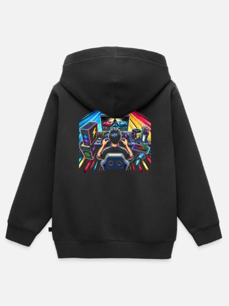Speedrunning Videospieler Gamer Gaming - Kinder Premium Organic Zip Hoodie - Schwarz