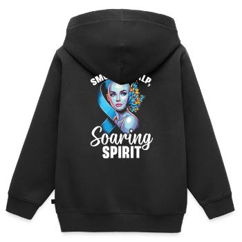 Mois de sensibilisation à l’alopécie areata Calvitie Tête chauve - Sweat Premium à capuche zippé enfant bio - noir - Dos - AI Model Kid Male (0cm)