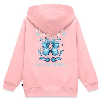 Butterfly Lover Insect Bug Blue Morpho Butterfly - Kids Premium Organic Zip-up Hoodie - rose - Back - AI Model Kid Female (0cm)