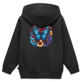 Butterfly Lover Insect Bug Blue Morpho Butterfly - Kids Premium Organic Zip-up Hoodie - black - Back - AI Model Kid Male (0cm)
