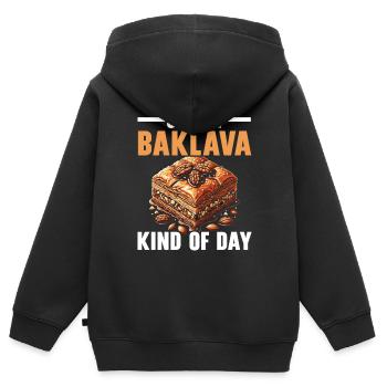 Baklava Gebäck Dessert Essen Liebhaber Naher Osten - Kinder Premium Organic Zip Hoodie - Schwarz - Hinten - AI Model Kid Male (0cm)