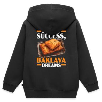 Baklava Gebäck Dessert Essen Liebhaber Naher Osten - Kinder Premium Organic Zip Hoodie - Schwarz - Hinten - AI Model Kid Male (0cm)