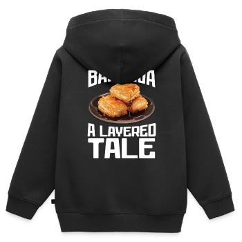 Baklava Gebäck Dessert Essen Liebhaber Naher Osten - Kinder Premium Organic Zip Hoodie - Schwarz - Hinten - AI Model Kid Male (0cm)