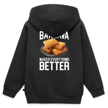 Baklava Gebäck Dessert Essen Liebhaber Naher Osten - Kinder Premium Organic Zip Hoodie - Schwarz - Hinten - AI Model Kid Male (0cm)