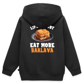Baklava Gebäck Dessert Essen Liebhaber Naher Osten - Kinder Premium Organic Zip Hoodie - Schwarz - Hinten - AI Model Kid Male (0cm)