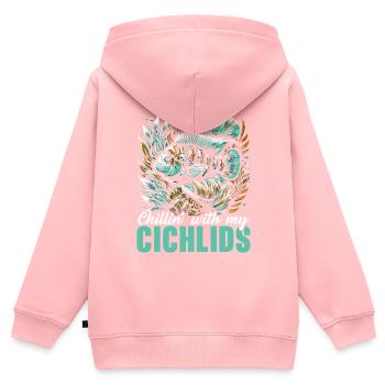 Buntbarsch-Fischliebhaber Süßwasser-Aquaristik - Kinder Premium Organic Zip Hoodie - Rosa - Hinten - AI Model Kid Female (0cm)