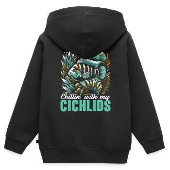 Cichlid Fish Lover Aquarium d’aquariophilie d’eau douce - Sweat Premium à capuche zippé enfant bio - noir - Dos - AI Model Kid Male (0cm)