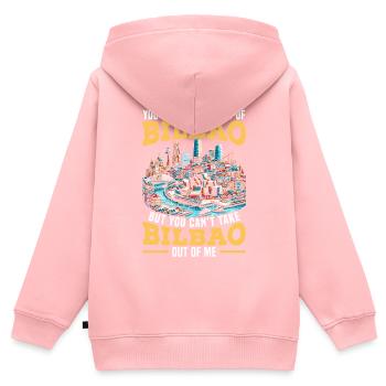 Bilbao Espagne Voyage Vacances J’aime Bilbao Skyline - Sweat Premium à capuche zippé enfant bio - rose - Dos - AI Model Kid Female (0cm)