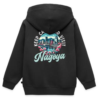 Nagoya Japan Land Reisen Urlaub Ich liebe Nagoya - Kinder Premium Organic Zip Hoodie - Schwarz - Hinten - AI Model Kid Male (0cm)