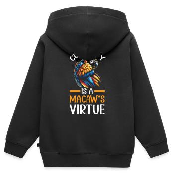 Ara bleu or perroquet oiseau amant ornithologie - Sweat Premium à capuche zippé enfant bio - noir - Dos - AI Model Kid Male (0cm)