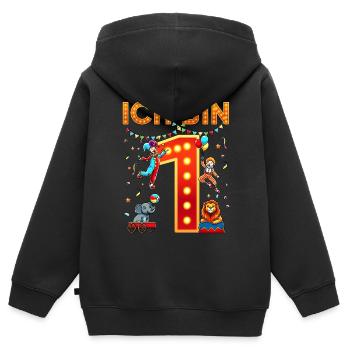 I'm 1 first circus birthday one year old - Kids Premium Organic Zip-up Hoodie - black - Back - AI Model Kid Male (0cm)