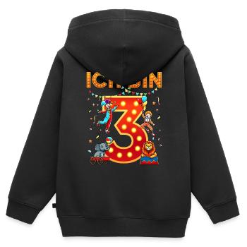 I'm 3 Third Circus Birthday Three Years Old - Kids Premium Organic Zip-up Hoodie - black - Back - AI Model Kid Male (0cm)