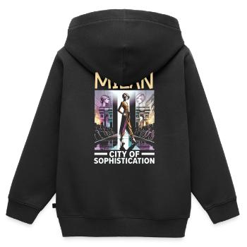 Mailand Italien Reisen Urlaub Italienisch Mailand Skyline - Kinder Premium Organic Zip Hoodie - Schwarz - Hinten - AI Model Kid Male (0cm)