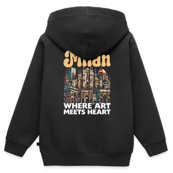 Mailand Italien Reisen Urlaub Italienisch Mailand Skyline - Kinder Premium Organic Zip Hoodie - Schwarz - Hinten - AI Model Kid Male (0cm)