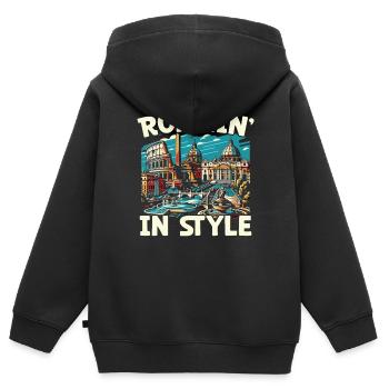 Rom Italien Reisen Italienisch Roma Italia I Love Rome - Kinder Premium Organic Zip Hoodie - Schwarz - Hinten - AI Model Kid Male (0cm)