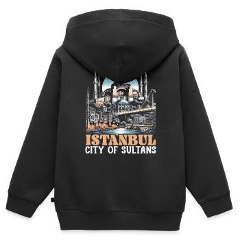 Istanbul Türkei Reisen Urlaub Ich liebe Istanbul - Kinder Premium Organic Zip Hoodie - Schwarz - Hinten - AI Model Kid Male (0cm)
