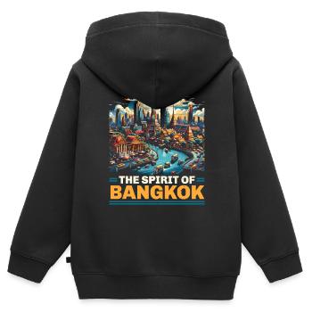Bangkok Thailand Reisen Urlaub Thai Sprache - Kinder Premium Organic Zip Hoodie - Schwarz - Hinten - AI Model Kid Male (0cm)
