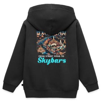 Bangkok Thailand Reisen Urlaub Thai Sprache - Kinder Premium Organic Zip Hoodie - Schwarz - Hinten - AI Model Kid Male (0cm)