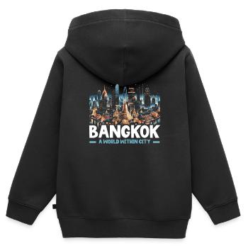 Bangkok Thailand Reisen Urlaub Thai Sprache - Kinder Premium Organic Zip Hoodie - Schwarz - Hinten - AI Model Kid Male (0cm)