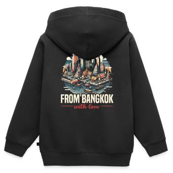 Bangkok Thailand Reisen Urlaub Thai Sprache - Kinder Premium Organic Zip Hoodie - Schwarz - Hinten - AI Model Kid Male (0cm)