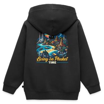 Phuket Thailand Reisen Thai Ich liebe Phuket - Kinder Premium Organic Zip Hoodie - Schwarz - Hinten - AI Model Kid Male (0cm)
