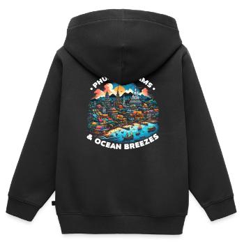 Phuket Thailand Reisen Thai Ich liebe Phuket - Kinder Premium Organic Zip Hoodie - Schwarz - Hinten - AI Model Kid Male (0cm)