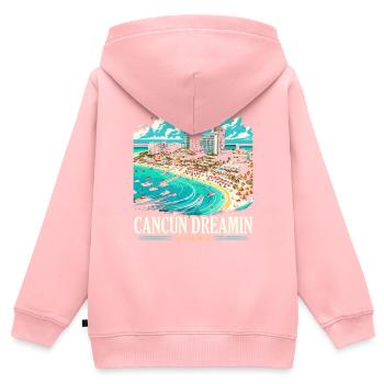 Cancún Mexique Pride Vacances Mexique Voyage Mexicain - Sweat Premium à capuche zippé enfant bio - rose - Dos - AI Model Kid Female (0cm)