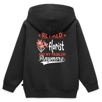Designer floral Fleuriste Fleuriste Fleuriste - Sweat Premium à capuche zippé enfant bio - noir - Dos - AI Model Kid Male (0cm)