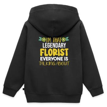 Designer floral Fleuriste Fleuriste Fleuriste - Sweat Premium à capuche zippé enfant bio - noir - Dos - AI Model Kid Male (0cm)