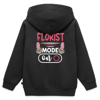 Designer floral Fleuriste Fleuriste Fleuriste - Sweat Premium à capuche zippé enfant bio - noir - Dos - AI Model Kid Male (0cm)