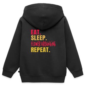 Designer floral Fleuriste Fleuriste Fleuriste - Sweat Premium à capuche zippé enfant bio - noir - Dos - AI Model Kid Male (0cm)