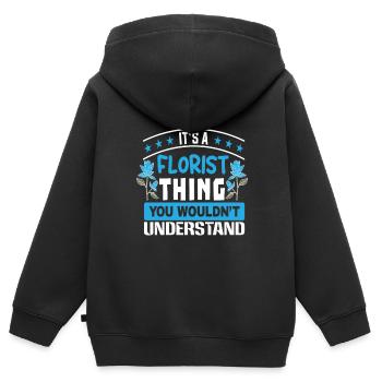 Designer floral Fleuriste Fleuriste Fleuriste - Sweat Premium à capuche zippé enfant bio - noir - Dos - AI Model Kid Male (0cm)