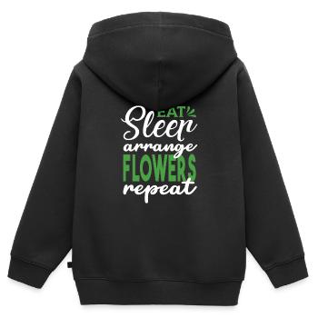 Designer floral Fleuriste Fleuriste Fleuriste - Sweat Premium à capuche zippé enfant bio - noir - Dos - AI Model Kid Male (0cm)