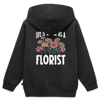 Designer floral Fleuriste Fleuriste Fleuriste - Sweat Premium à capuche zippé enfant bio - noir - Dos - AI Model Kid Male (0cm)