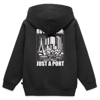 Rotterdam Niederlande Reisen Ich liebe Rotterdam - Kinder Premium Organic Zip Hoodie - Schwarz - Hinten - AI Model Kid Male (0cm)